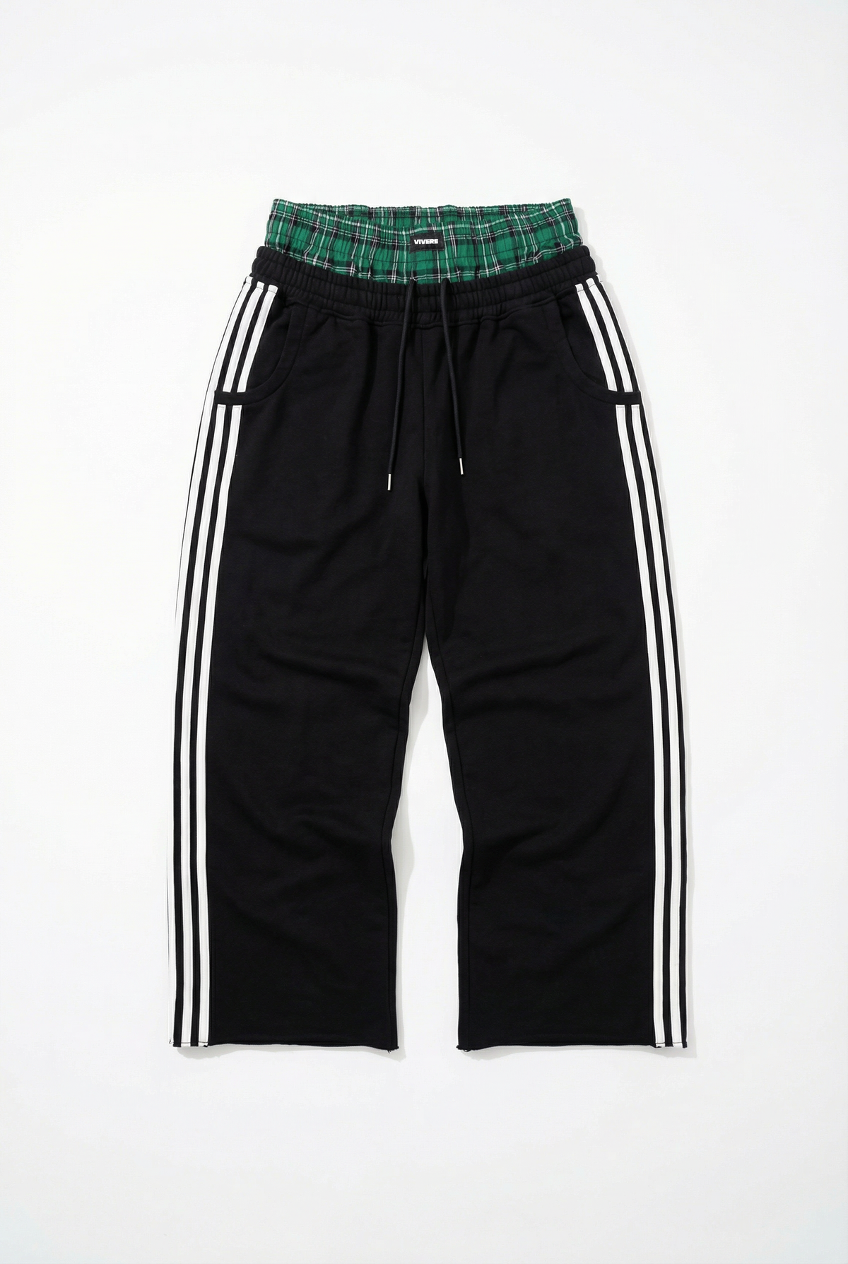 Double Waisted Boxer Baggy Sweatpants Black