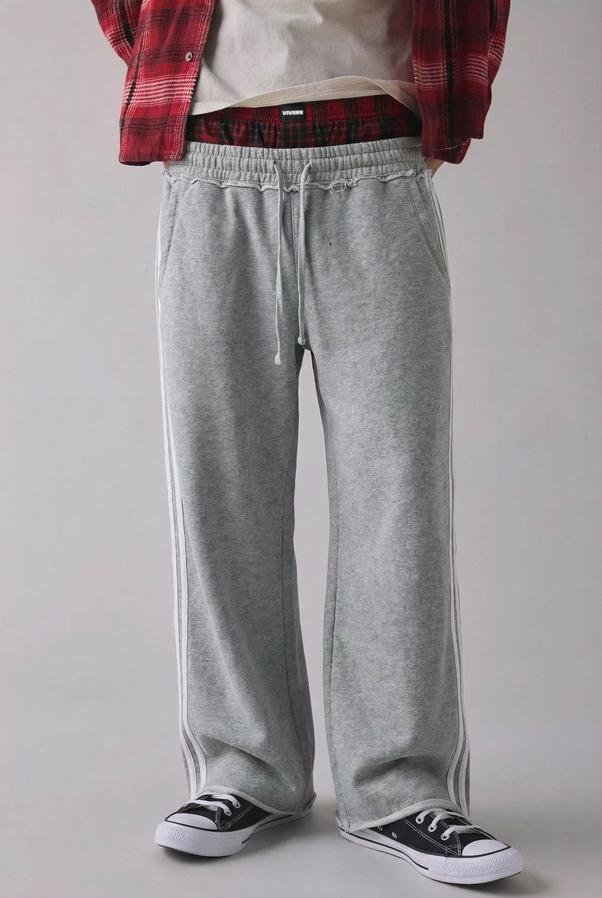 Double Waisted Boxer Baggy Sweatpants Grey