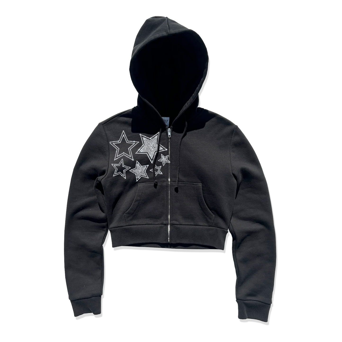Stars Rhinestone Cropped Zip Up