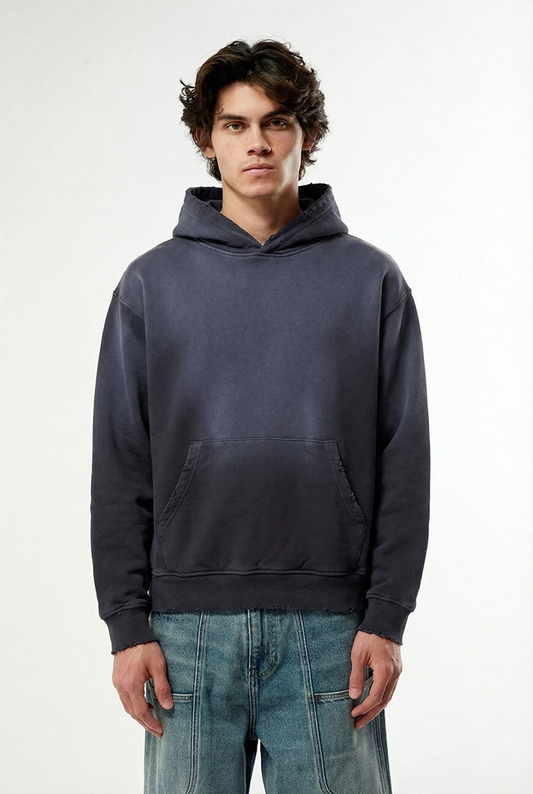 Sun Faded Vintage Black Hoodie