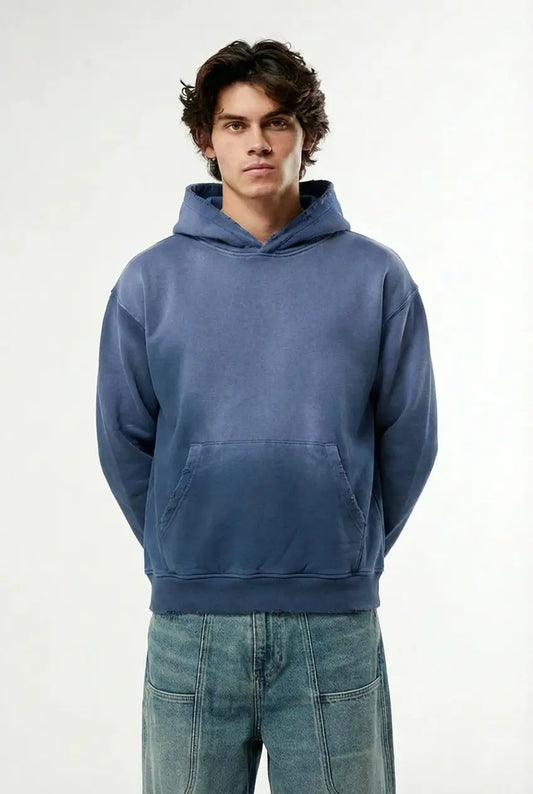 Sun Faded Vintage Blue Hoodie
