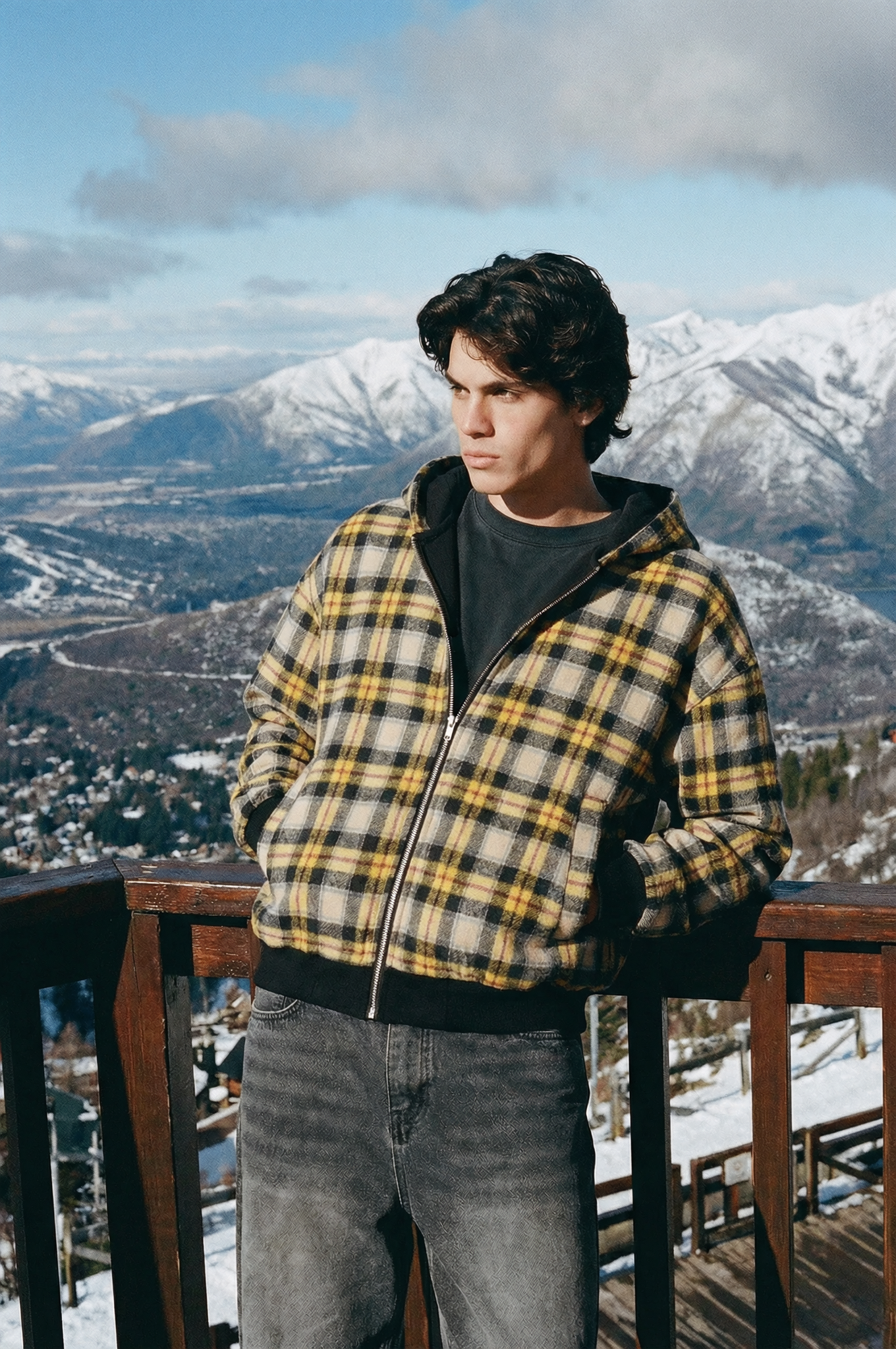 Black and Yellow Plaid Reversible Zip