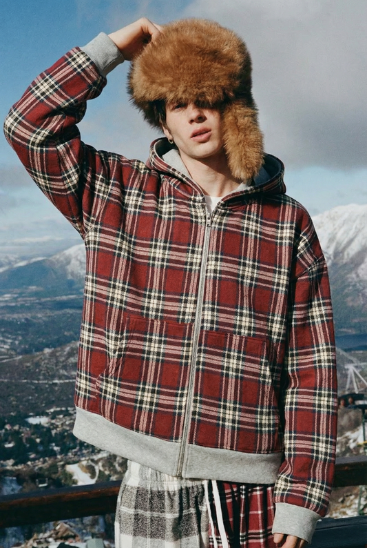 Red Plaid Reversiable Zip