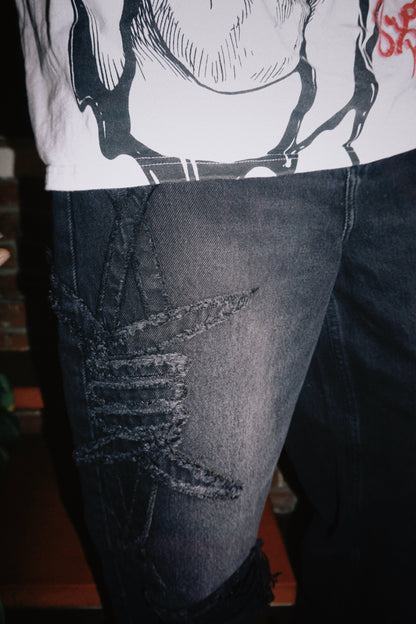 Barbed Applique Baggy Denim