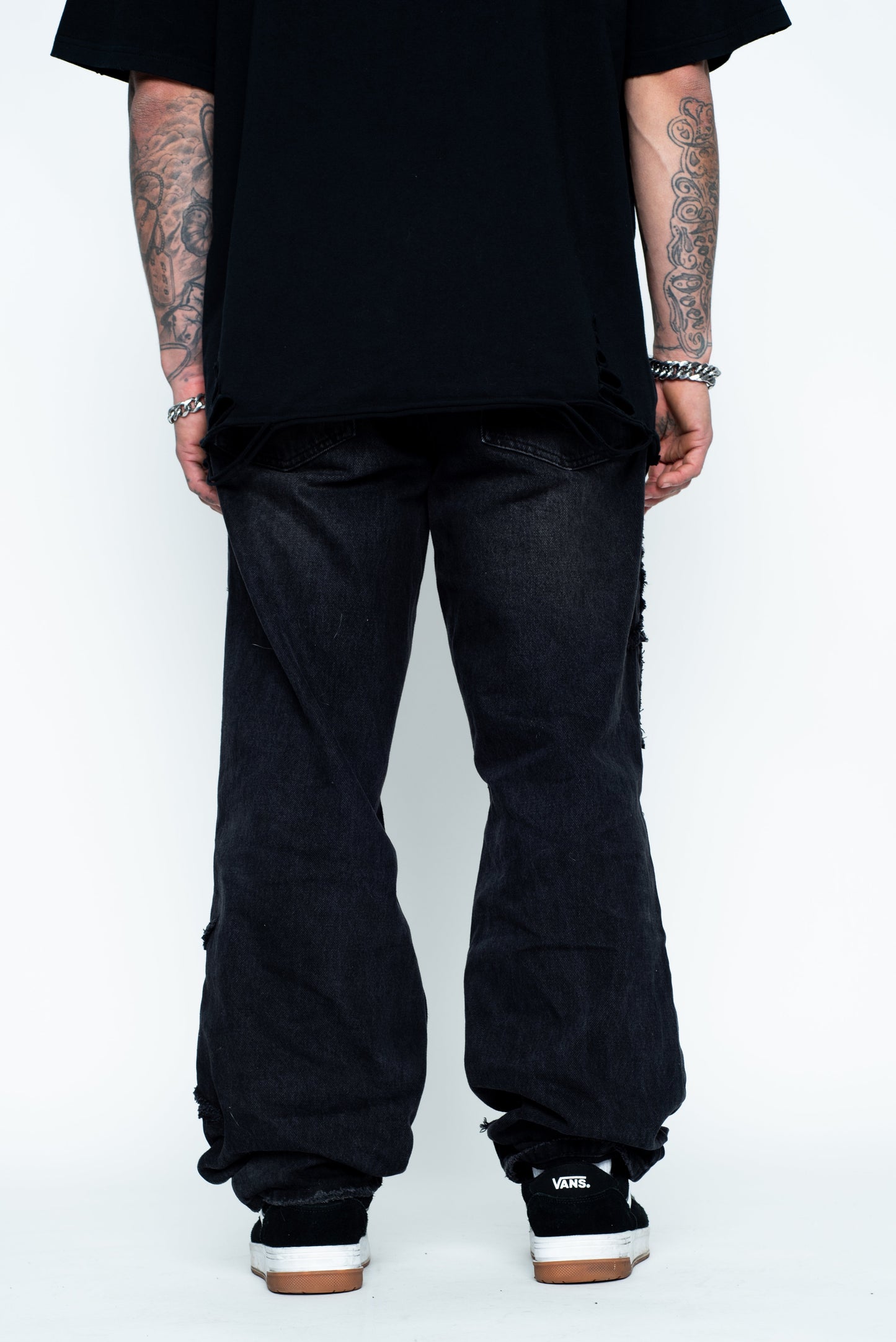 Barbed Applique Baggy Denim