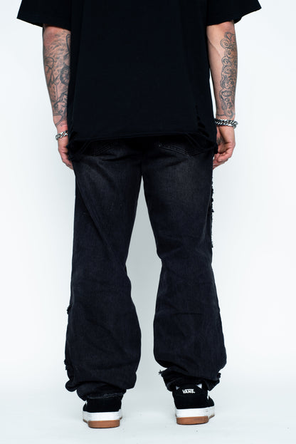 Barbed Applique Baggy Denim