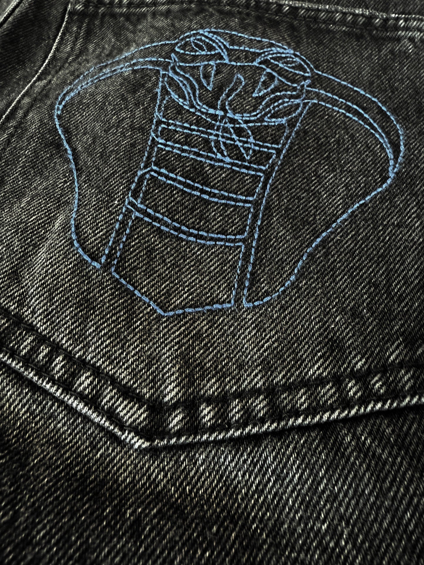 Barbed Applique Baggy Denim