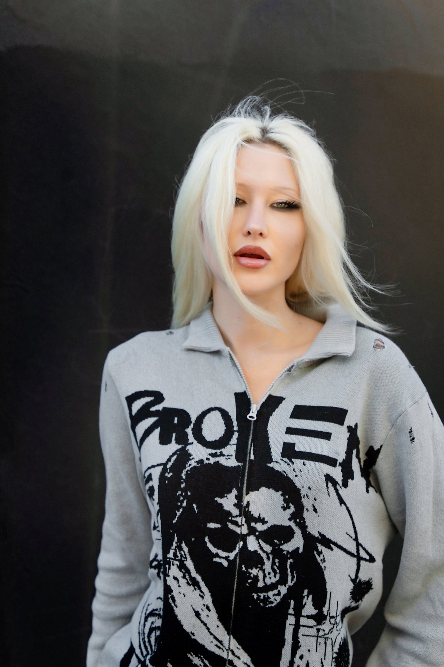 Creeper Destroyed Zip Sweater