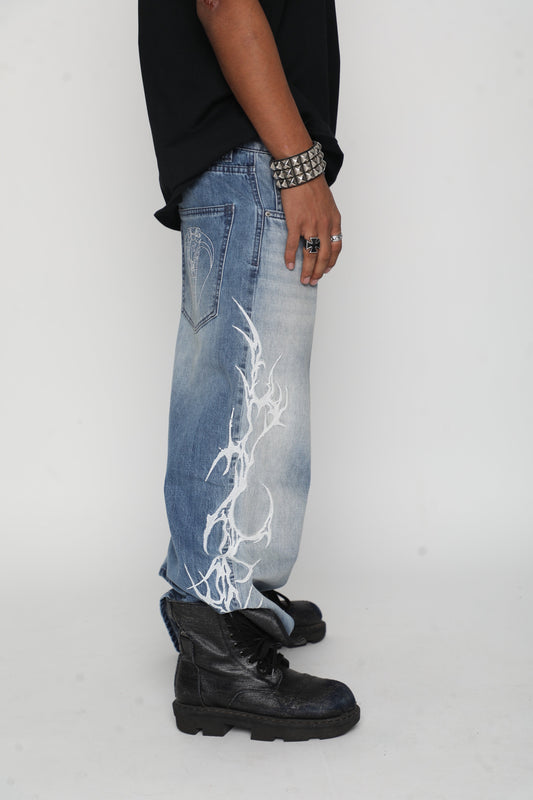 Cybersig Baggy Denim Pants Blue