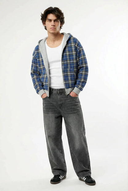 Blue Plaid Reversible Zip
