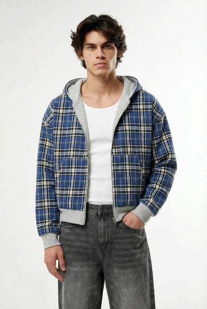 Blue Plaid Reversible Zip