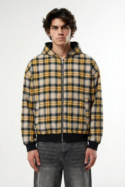 Black and Yellow Plaid Reversiable Zip