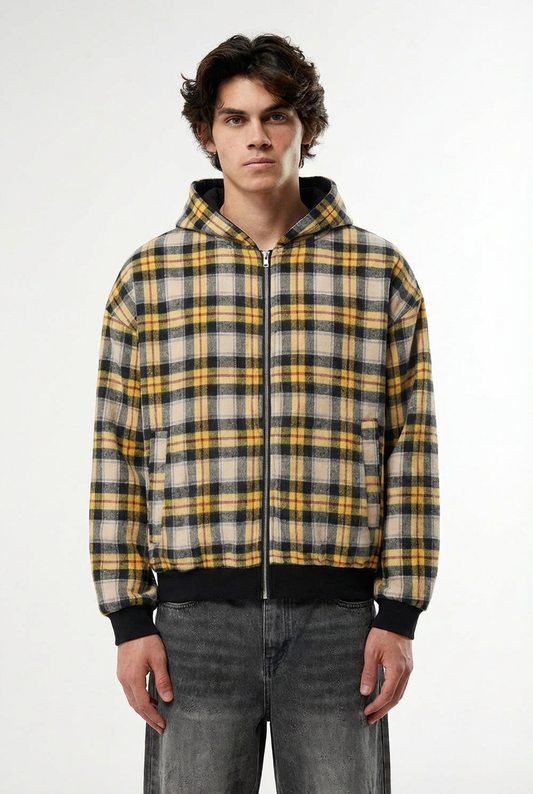 Black and Yellow Plaid Reversiable Zip