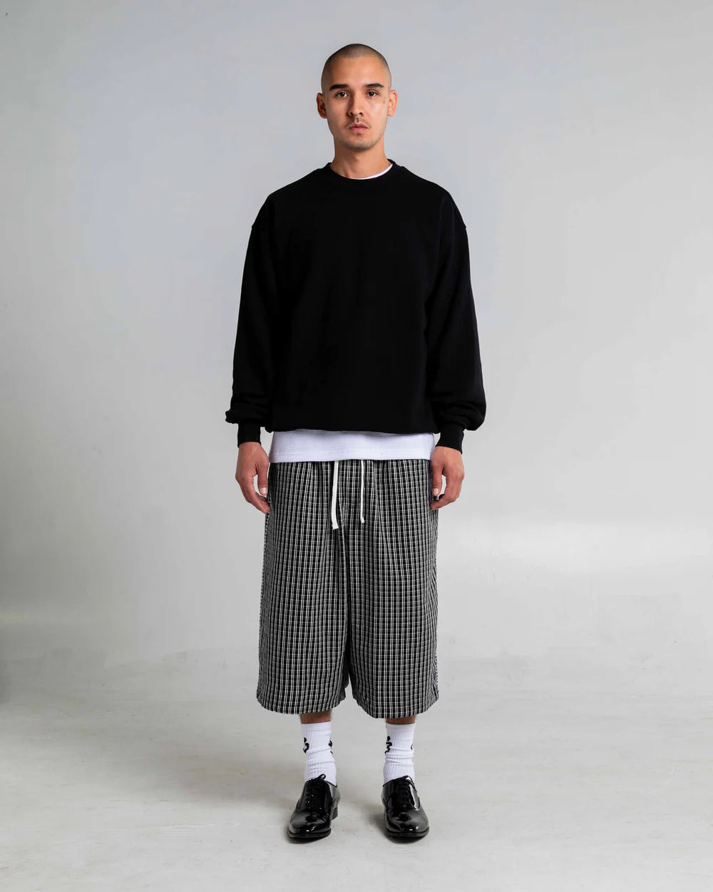 Baggy Plaid Shorts Black