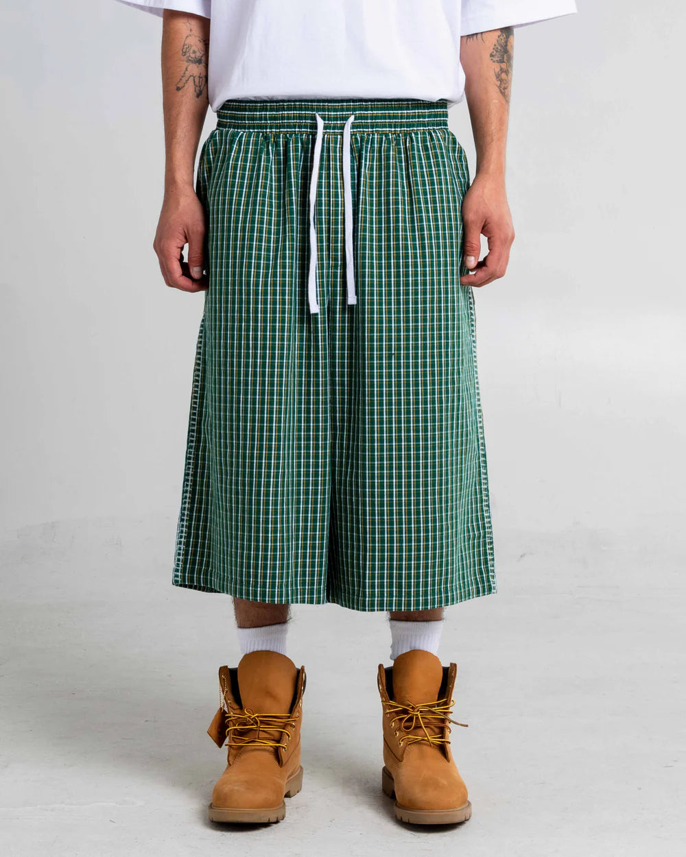 Baggy Plaid Shorts Green