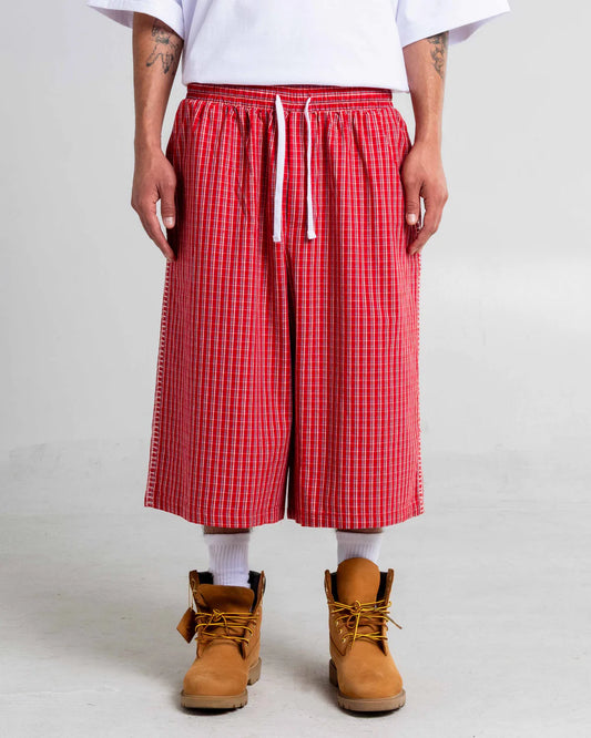 Baggy Plaid Shorts Red