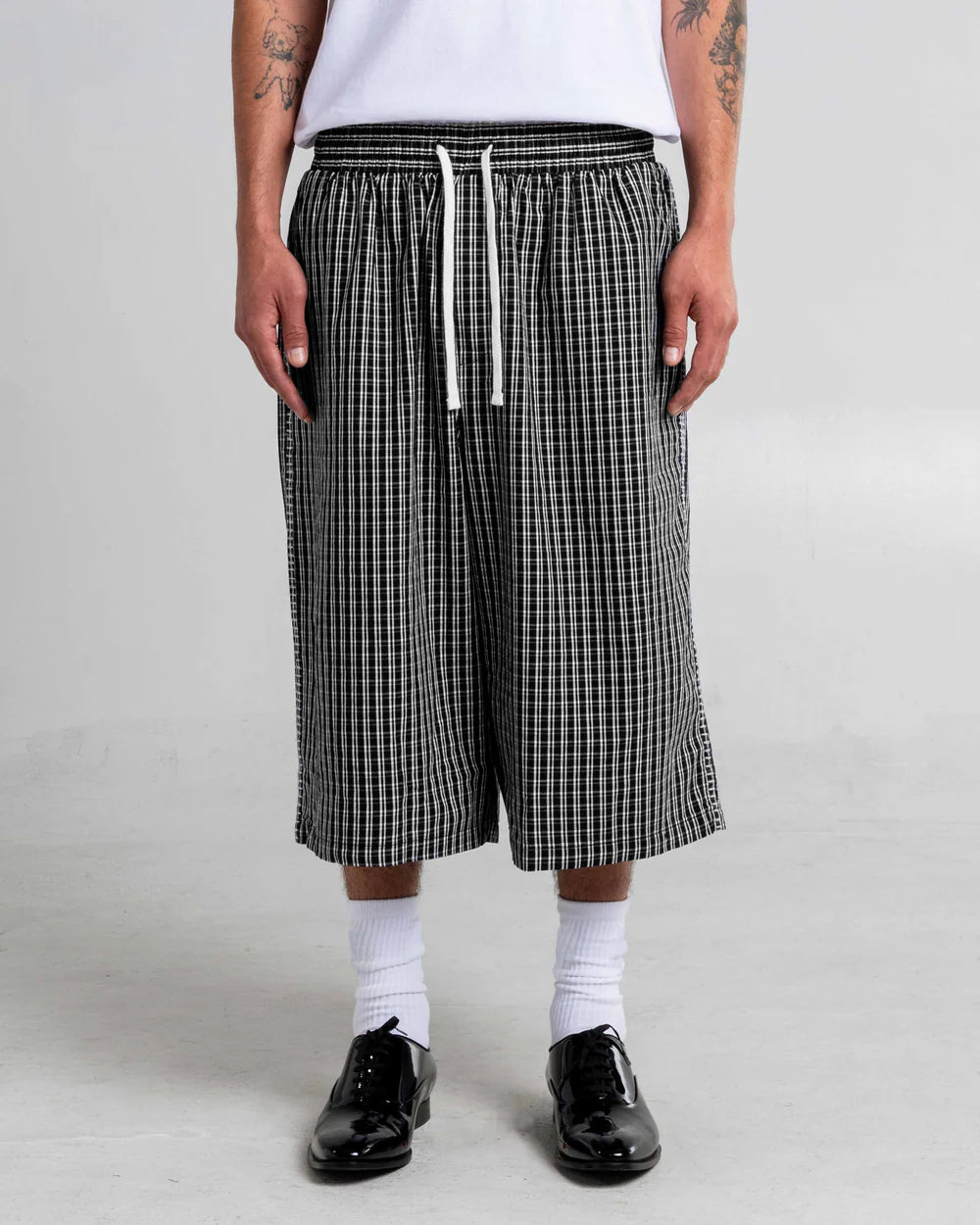 Baggy Plaid Shorts Black