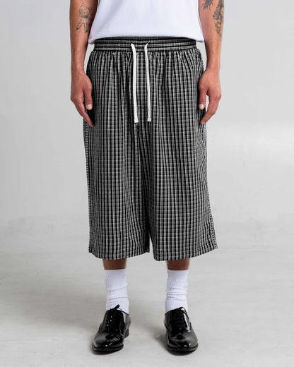 Baggy Plaid Shorts Black