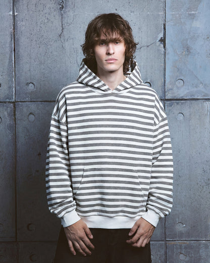 Vintage Black and White Stripe Hoodie