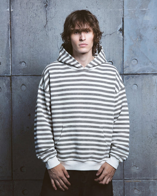 Vintage Black and White Stripe Hoodie