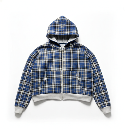 Reversible Zip Blue Plaid Reversible Zip - Vivere LA