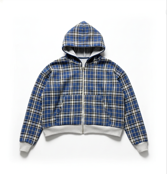 Blue Plaid Reversiable Zip