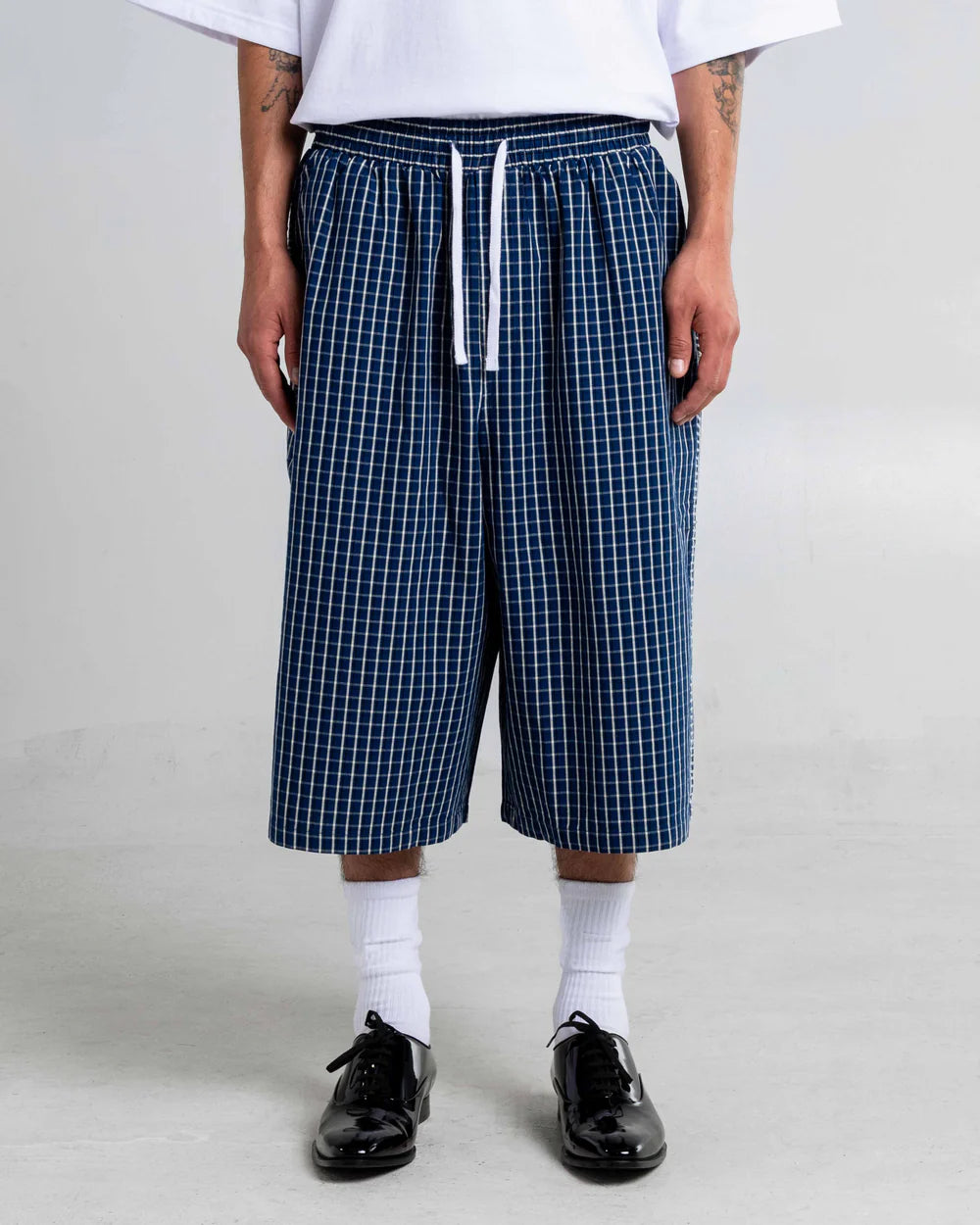 Baggy Plaid Shorts Blue
