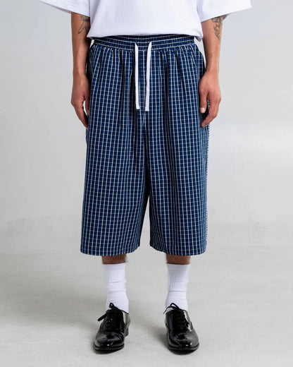 Baggy Plaid Shorts Blue