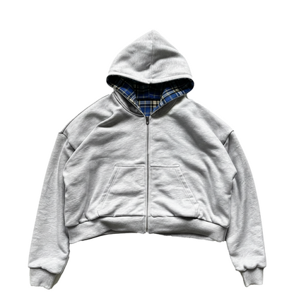 Blue Plaid Reversible Zip