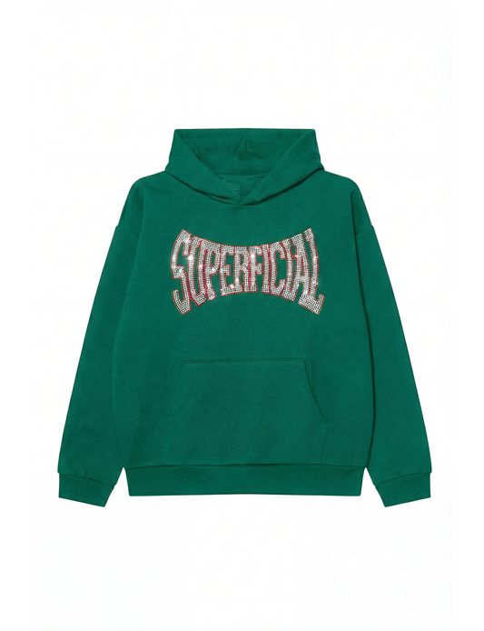 Rhinestone Hoodie Green