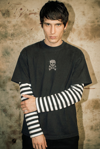 Skully Double Layer Striped Long Sleeve