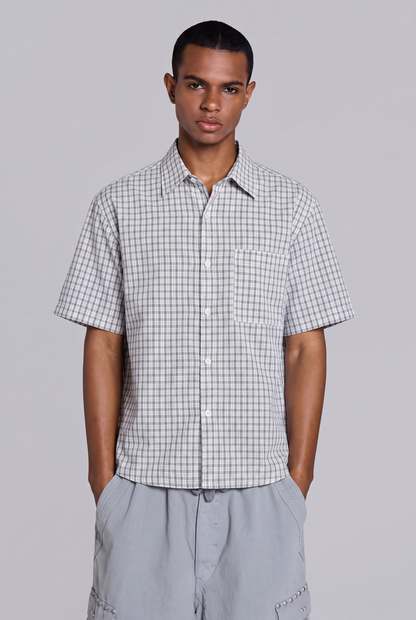 Summer Plaid Button Up White