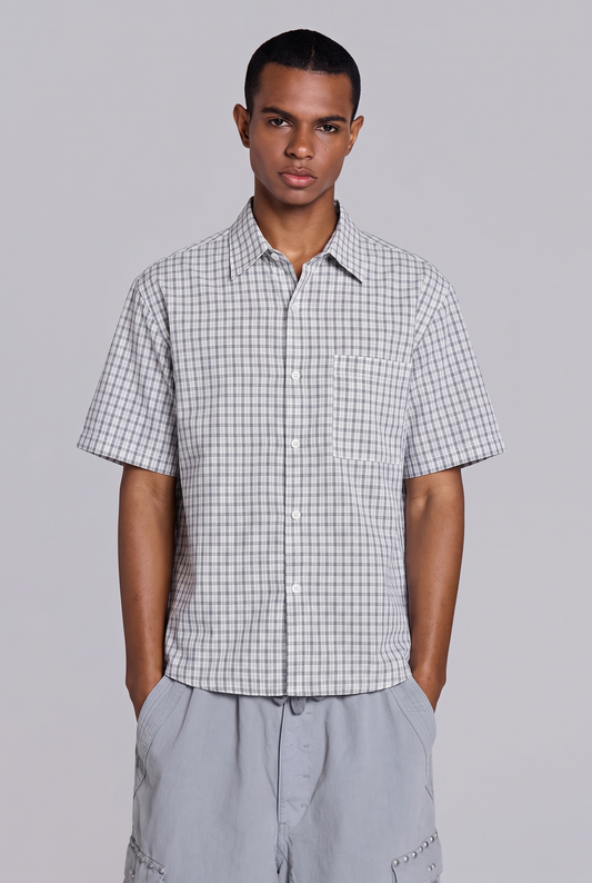 Summer Plaid Button Up White