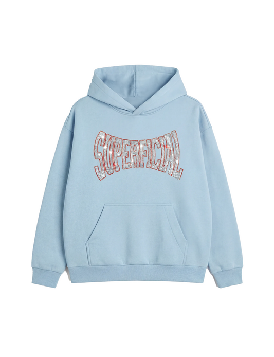 Rhinestone Hoodie Blue