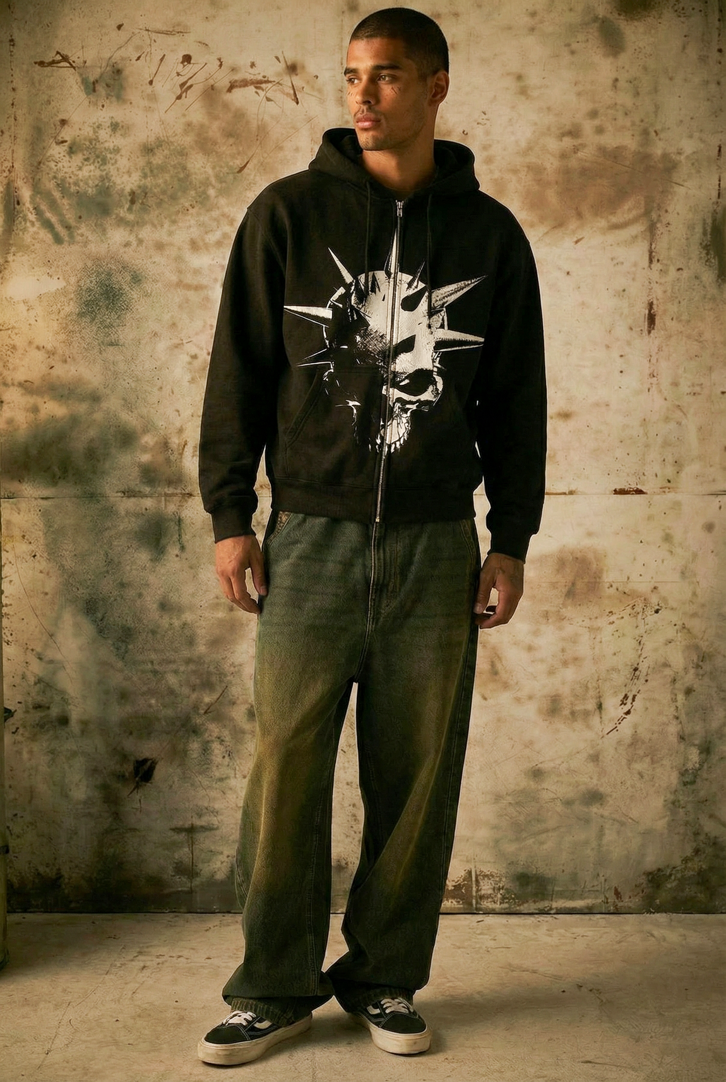 Pin Head Zip-Up Black