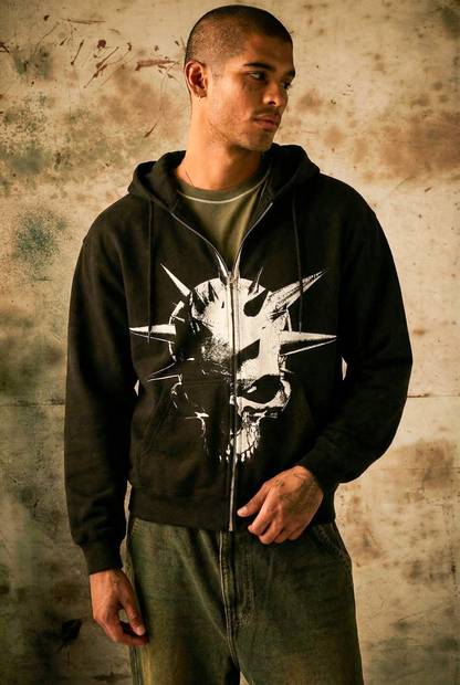 Pin Head Zip-Up Black