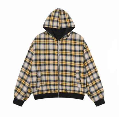 Black and Yellow Plaid Reversiable Zip