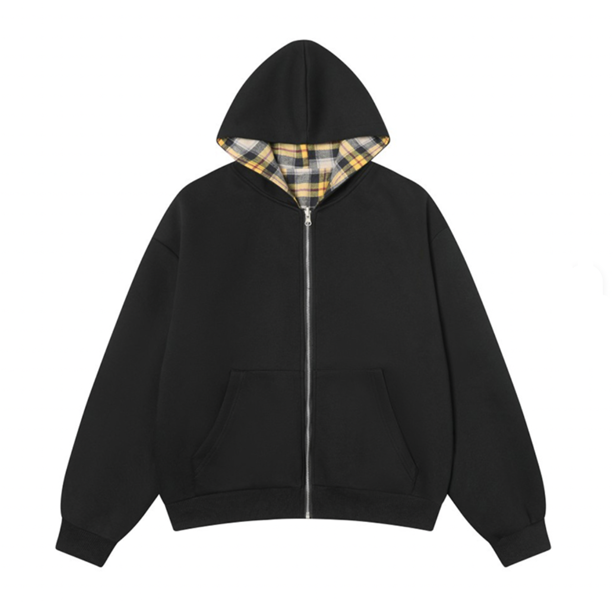 Black and Yellow Plaid Reversiable Zip