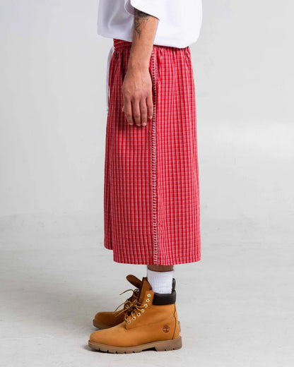 Baggy Plaid Shorts Red