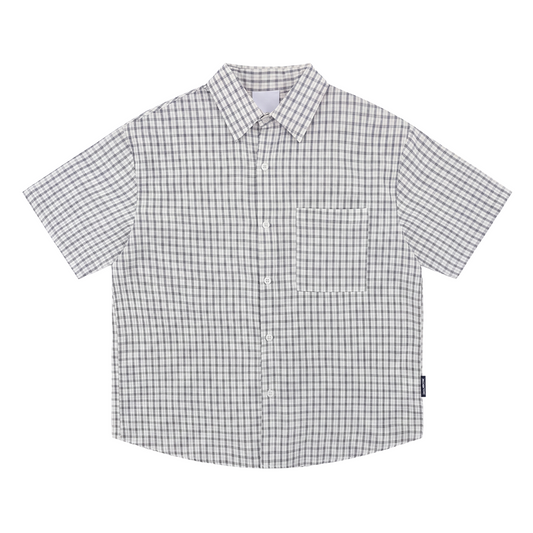 Summer Plaid Button Up White