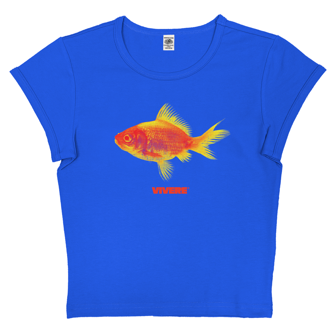 Gold Fish Baby Tee Blue - VIVERE