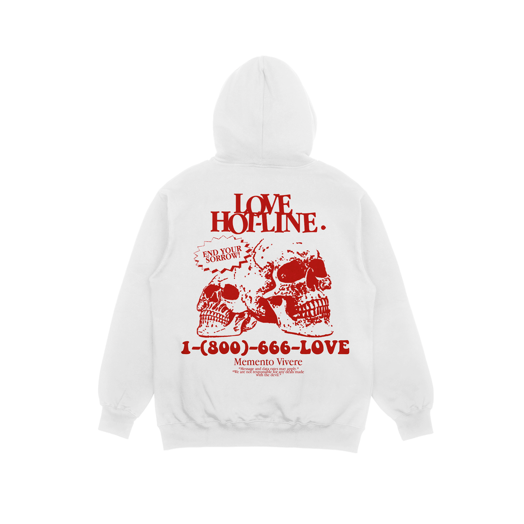 Love Hot-line Hoodie White - VIVERE