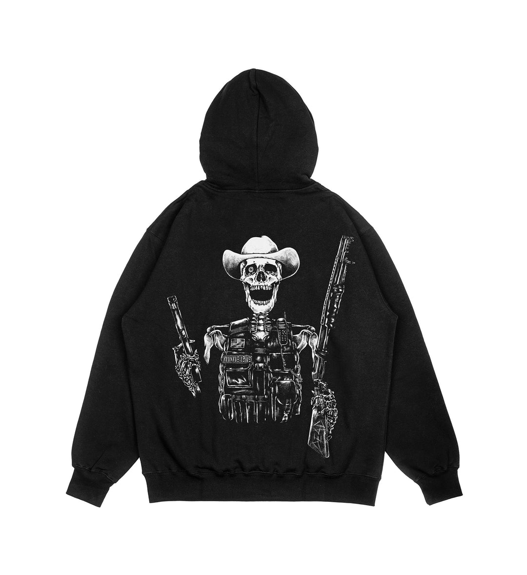 Skeleton Cowboy Hoodie Black - VIVERE